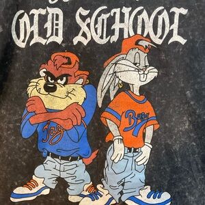 Looney Tunes Men's KICKING It Old School XL T-Shirt /Acid wash A+++